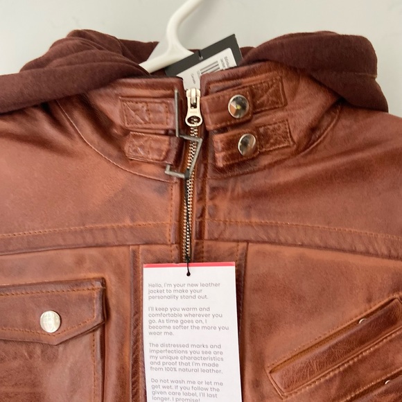 NWT REAL LEATHER BOMBER JACKETS - Picture 4 of 5